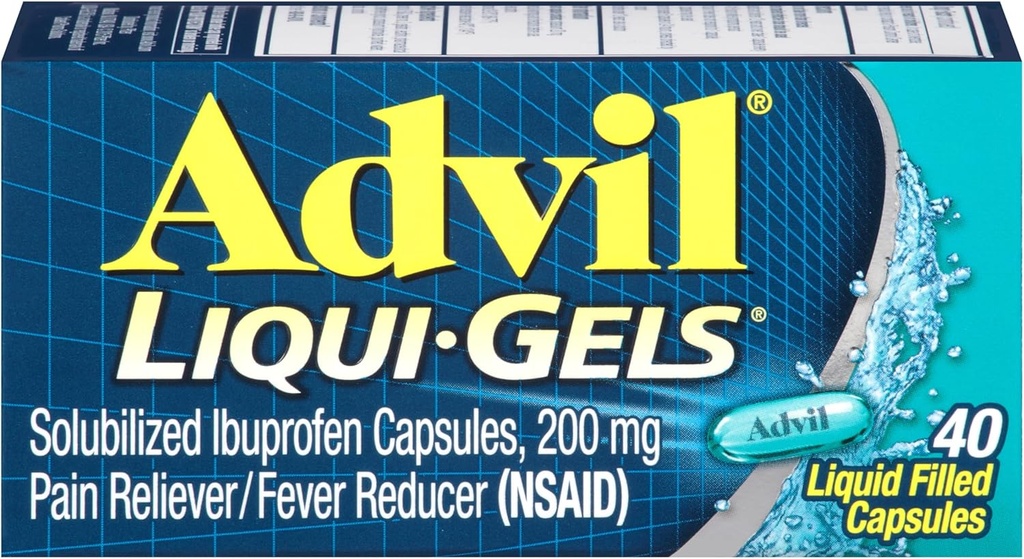 Advil Liqui-Gels 고통 Reliever와 Fever 흡진기, 두통을 위한 Ibuprofen 200mg를 가진 성인을 위한 고통 약, 두통, 생리통 및 합동 고통 구호 - 40 액체 채워진 캡슐