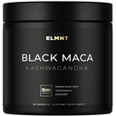 ELMNT 40,000mg 40x 힘 유기 검정 Maca 뿌리 w. Ashwagandha - 남자 보충교재를 위한 #1 가장 높은 힘 까만 Maca 뿌리 캡슐 40:1 추출물 - 100% 순수한 Maca Peruana Maca 분말 알약 젤라틴화하는