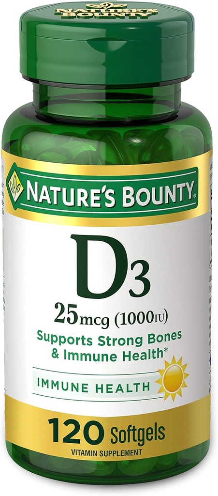 성격 Bounty 비타민 D3 1000 100 mg 연약한 젤, 120 조사