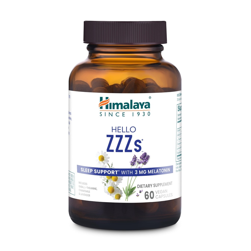 히말라야 안녕하세요 ZZZs, 60 일 공급 - Melatonin, GABA, L-Theanine, Lavender, Chamomile 및 Lemon Balm과 초본 수면 보충 - Vegan, Non-GMO, 글루텐 무료, 60 캡슐