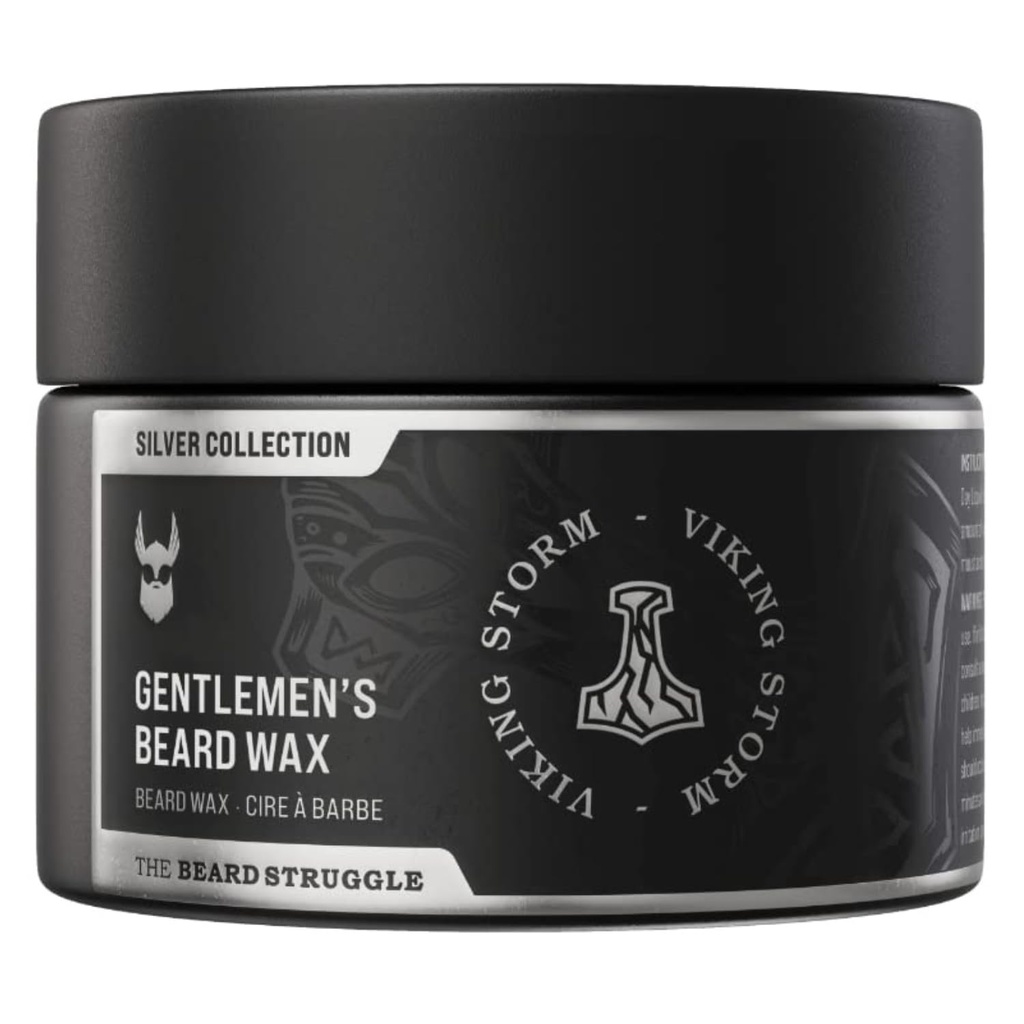Gentlemen's Beard & Mustache Wax for Men by Beard Struggle - 바이킹 Beard Wax Helps to Tame Style & Groom - 실버 컬렉션, 바이킹 Storm - Moustache Wax, 50g / 1.76 미국. 온스.