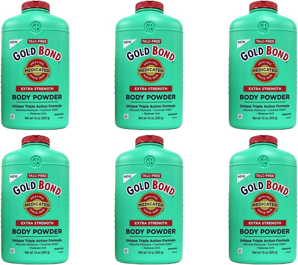 골드 본드 바디 파우더 Medicated Extra Strength - 10 oz, 6 팩, Talc-Free