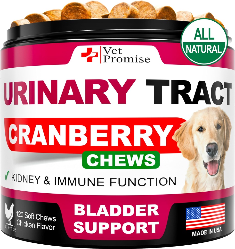 개 UTI 치료 - 개 UTI에 대한 크랜베리 보충 - 방광 제어 - Urinary Tract Infection Treatment Medicine - 크랜베리 보충 비타민 Multivitamin Chews - 미국에서 만든