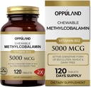 메틸 B-12 Folate를 가진 5000mcg Chewable - 비타민 B12 Methylcobalamin 이하 언어 정제 - 지원 에너지 & 뇌 기능 - Vegan 보충교재 - 오렌지 풍미 - 120 조사