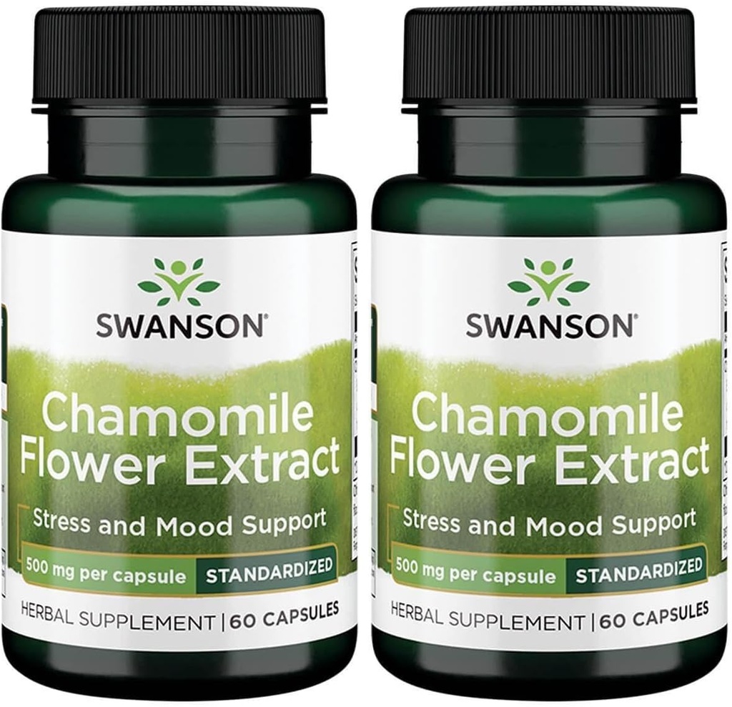 Swanson Chamomile Flower Extract 500 밀리그램 표준 1.2% Apigenin 캡슐 당 6 mg 60 캡슐 (2 팩)