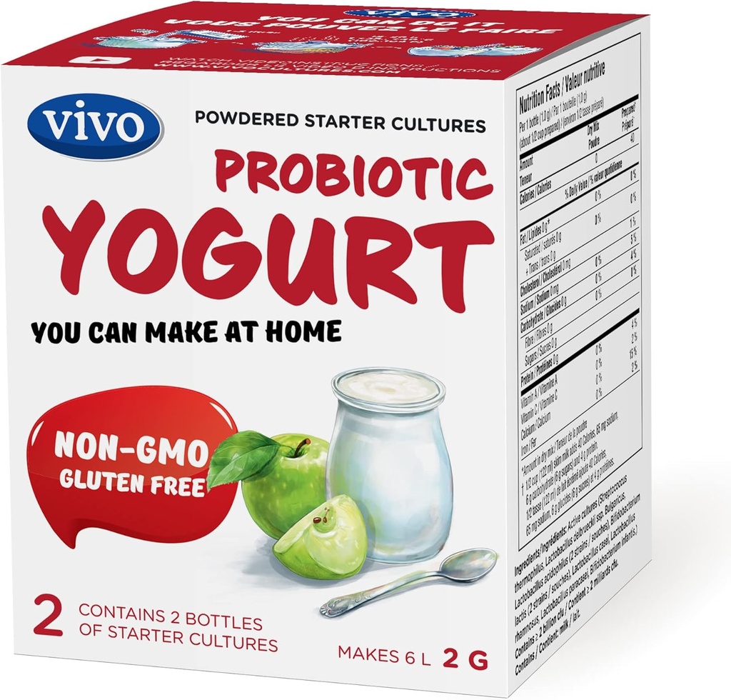 VIVO Probiotic 요구르트 시동기/자연 (5개의 상자. 10의 병) Yogurt의 30 개 이상의 쿼트를 만듭니다.