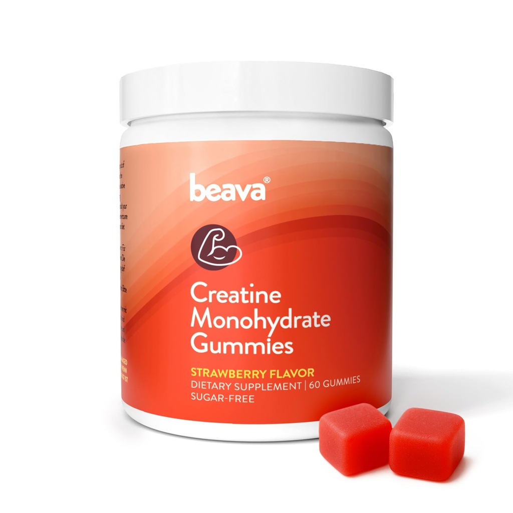 Creatine Monohydrate Gummies - 30 서빙 - 근육 성장, 근육 회복, 운동 회복, Anaerobic Endurance에 대한 채식 Creatine Chews - 로딩 단계 없음 - Strawberry - 낮은 설탕