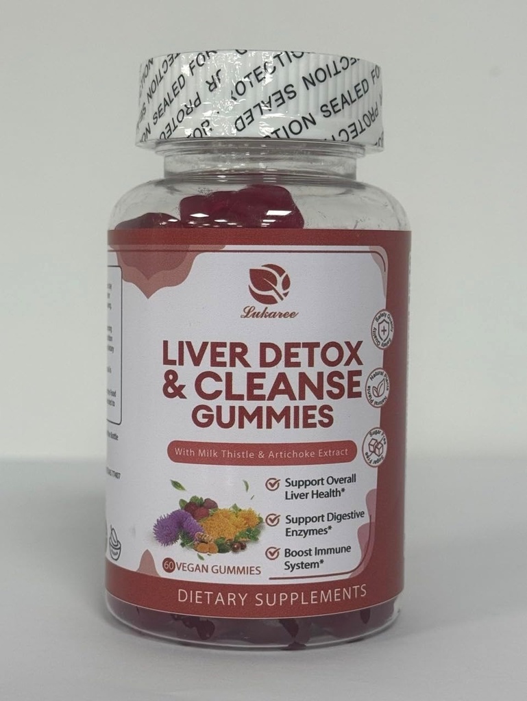 Lukaree Liver Cleanse Detox & Repair Gummies - 우유 이틀 Silymarin, Dandelion, Artichoke 추출물 & Elderberry - 설탕 없음, 라즈베리 맛 - 180 개