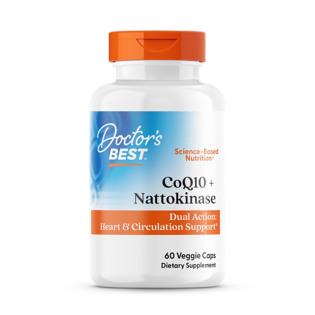 의사의 최고의 CoQ10 100 mg + Nattokinase 2,000FU, 지원 심장 & 순환 지원, 비 GMO, 글루텐 무료, Vegan, 60 Veggie 모자