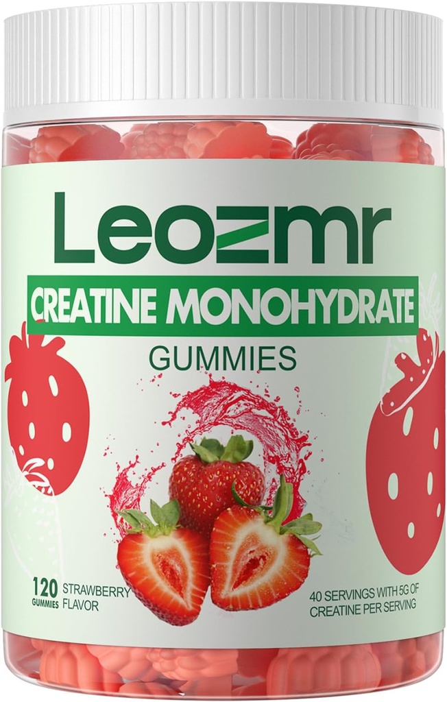 Creatine Monohydrate Gummies 남성 & 여성을 위한 5000mg, Chewables Creatine Monohydrate 보충교재 (120 조사) - 딸기 120 Gummies