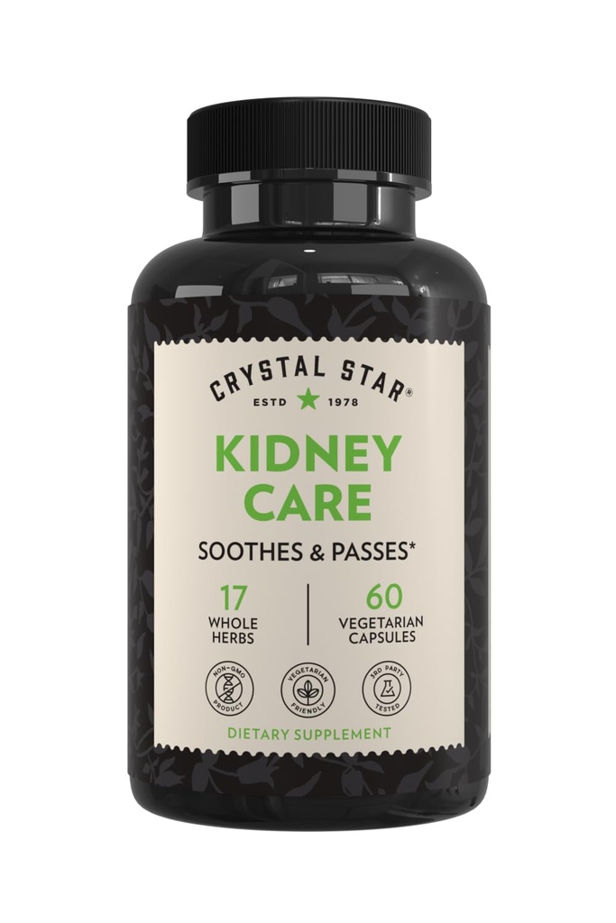 Crystal Star Kidney Care (60 캡슐) - Kidney Cleanse, Detox & Support - Stone Root, Gravel Root & Hydrangea Root - Non-GMO를위한 초본 보충
