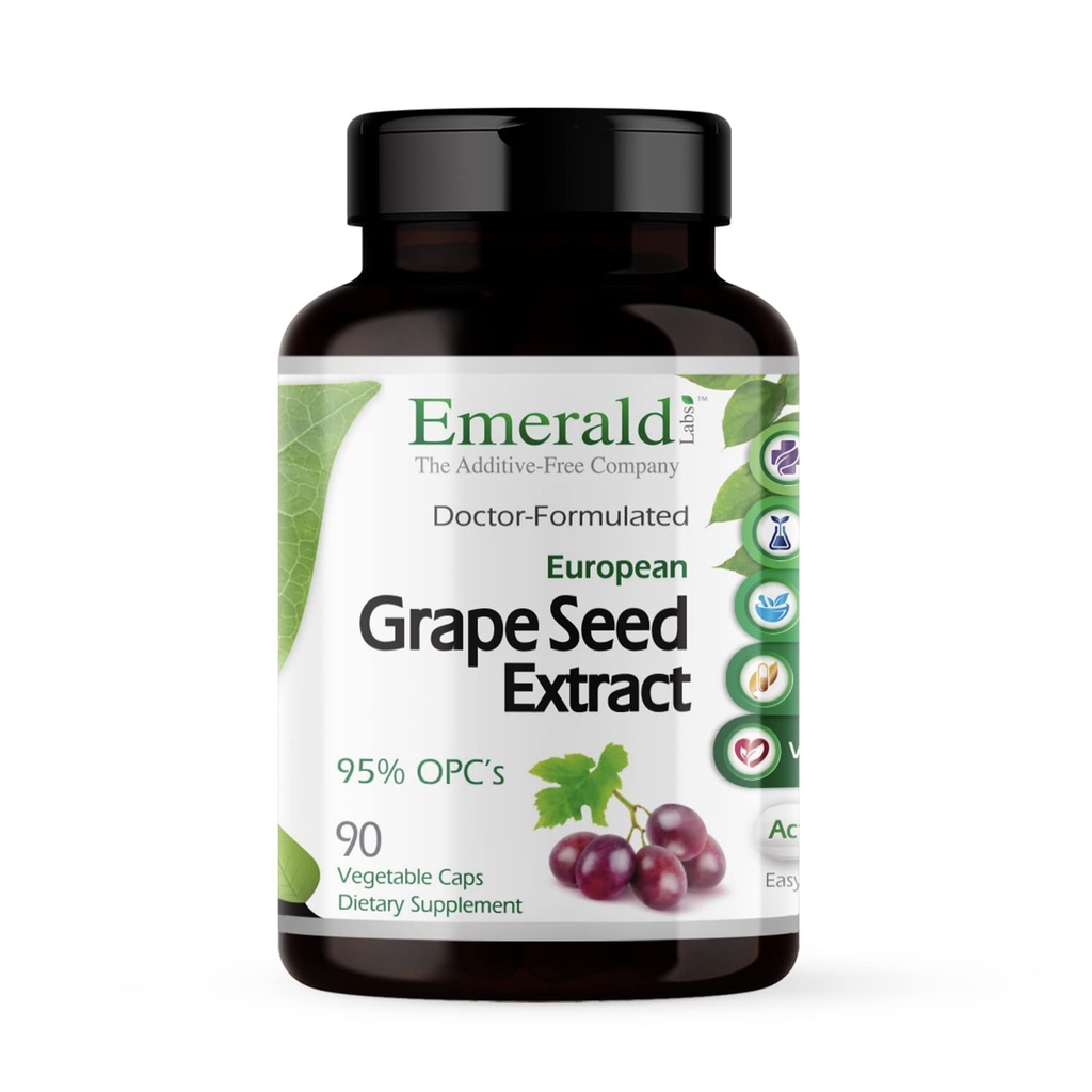 EMERALD LABS 유럽 포도씨 추출물 - 산화 방지제 & 면역 지원 보충교재 - 건강한 혈액 교류 - 90 식물성 캡슐 (90 일 공급)를 지원합니다