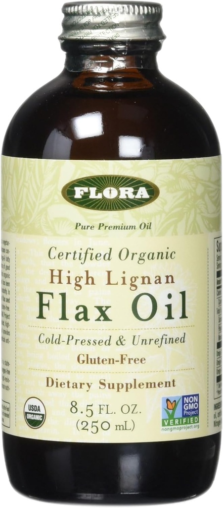 Flora Organic Flax High Lignan Oil 17 oz - 냉간 압착 및 Unrefined - 비 GMO 및 글루텐 무료