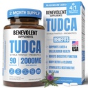 2000mg 고급 TUDCA 보충 - 최대 흡수 TUDCA Bile 소금 4 : 1 우유 이틀 및 Probiotics - 지원 Liver Detox & Cleanse, Gallbladder, Gut & Kidney 건강 - 90 Vegan 캡슐