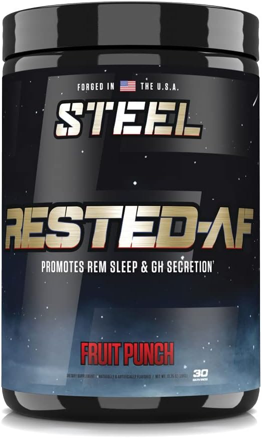 스틸 보조 식품-AF I Deep Sleep Aid 및 GABA 및 Valerian Root Extract가있는 근육 회복 분말 | 스트레스 완화 및인지 지원 | 30 서빙 (Fruit Punch)