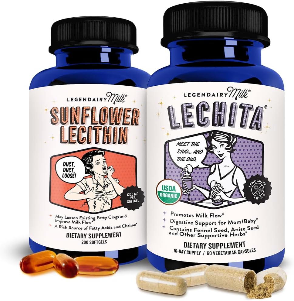 Legendairy 우유 해바라기 Lecithin + Lechita - 우유 공급 증가 및 막힌 우유 덕트를위한 모유 수유 보조제 - 우유 흐름 및 Boost 우유 생산 용 Lactation 보충