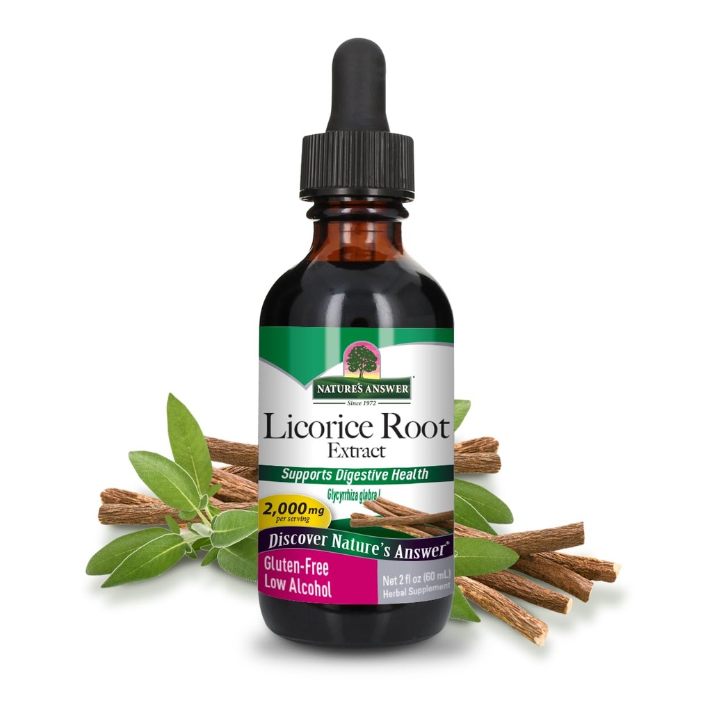 자연의 대답 Licorice 뿌리 보충교재 2000 mg 2oz 낮은 알콜 추출물 | 지원 소화 | 승진시키는 호흡 기능 | 자연적인 Detox | 단일 조사