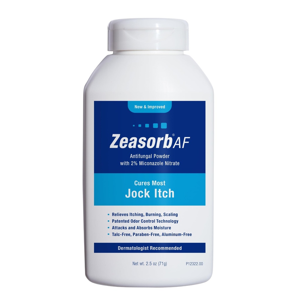 Zeasorb AF Jock Itch 분말, 슈퍼 흡수성, 확장, & 불타는 구호, 2.5 Oz