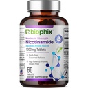 biophix B-3 Nicotinamide 1000 mg 60 정제 여분 힘 적시 방출 - Nicotinic Amide Niacin 자연적인 홍조 자유로운 비타민 공식 - 지원 피부 세포 건강