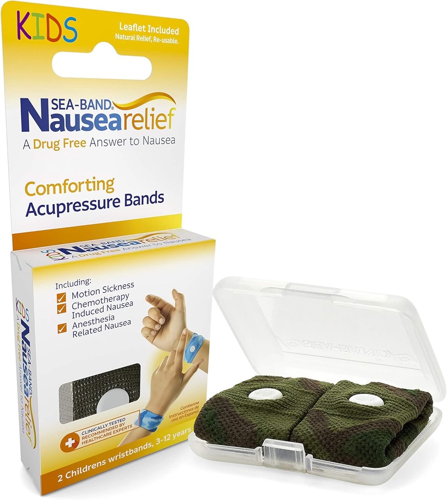 Sea-Band Anti-Nausea Acupressure 손목 밴드 모션 & 모닝 슬라이스, 어린이, 1 쌍 위장