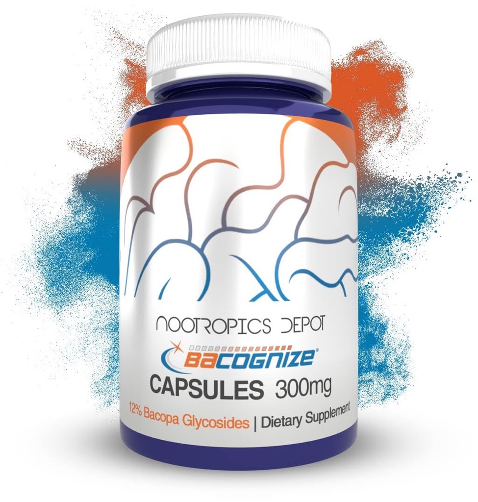 Nootropics Depot BaCognize Bacopa Monnieri 300mg 캡슐 (120 조사) Ayurvedic 허브 비 GMO, 글루텐 무료 및 채식 친화적 인