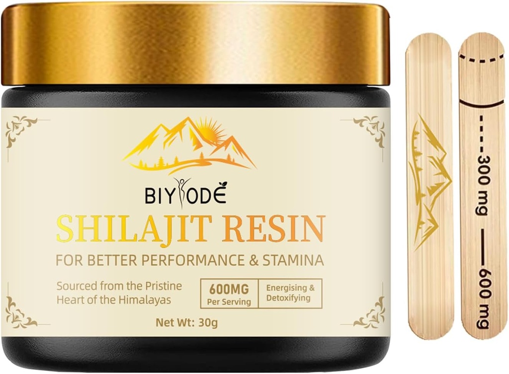 600mg Shilajit Himalayan Shilajit 수지 - 풀빅 산을 가진 순수한 금 급료 100% 유기 Shilajit & 남자 & 여자를 위한 에너지 & 면역 지원을 위한 85+ 추적 무기물 단지 30 그램 (1 PC)