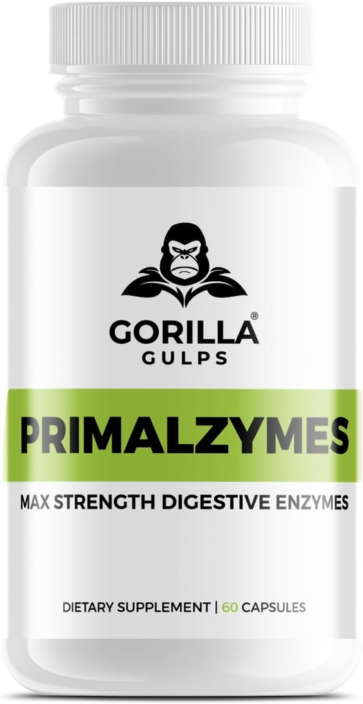 Gorilla Gulps - Primalzymes - 최대 강도 소화 효소, 60 Veggie 캡슐