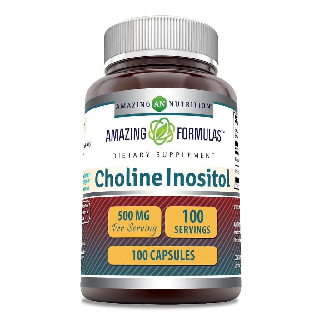 놀라운 포뮬러 콜린 & Inositol 500 Mg 보충 | 캡슐 | Non-GMO | 글루텐 프리 | 미국에서 제작 (1 팩 | 100 개)