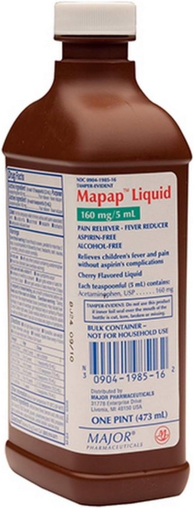 Mapap 액체 통증 Reliever Fever 흡진기, 체리 맛, 한 핀
