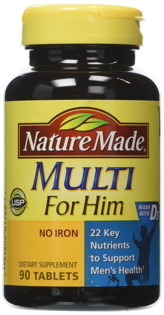 Nature Made Multivitamin for Him, 매일 영양 지원을위한 남성 멀티 비타민, 90 정제 (포장 3)