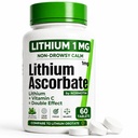 리튬 아스코르브산염 1mg – 리튬 오로트에 안전한 대안 – 계류, 초점 & Calm를 위한 미크론 리튬 보충교재 – 비타민 C 지원 – 60 정제 – 미국에서 만드는