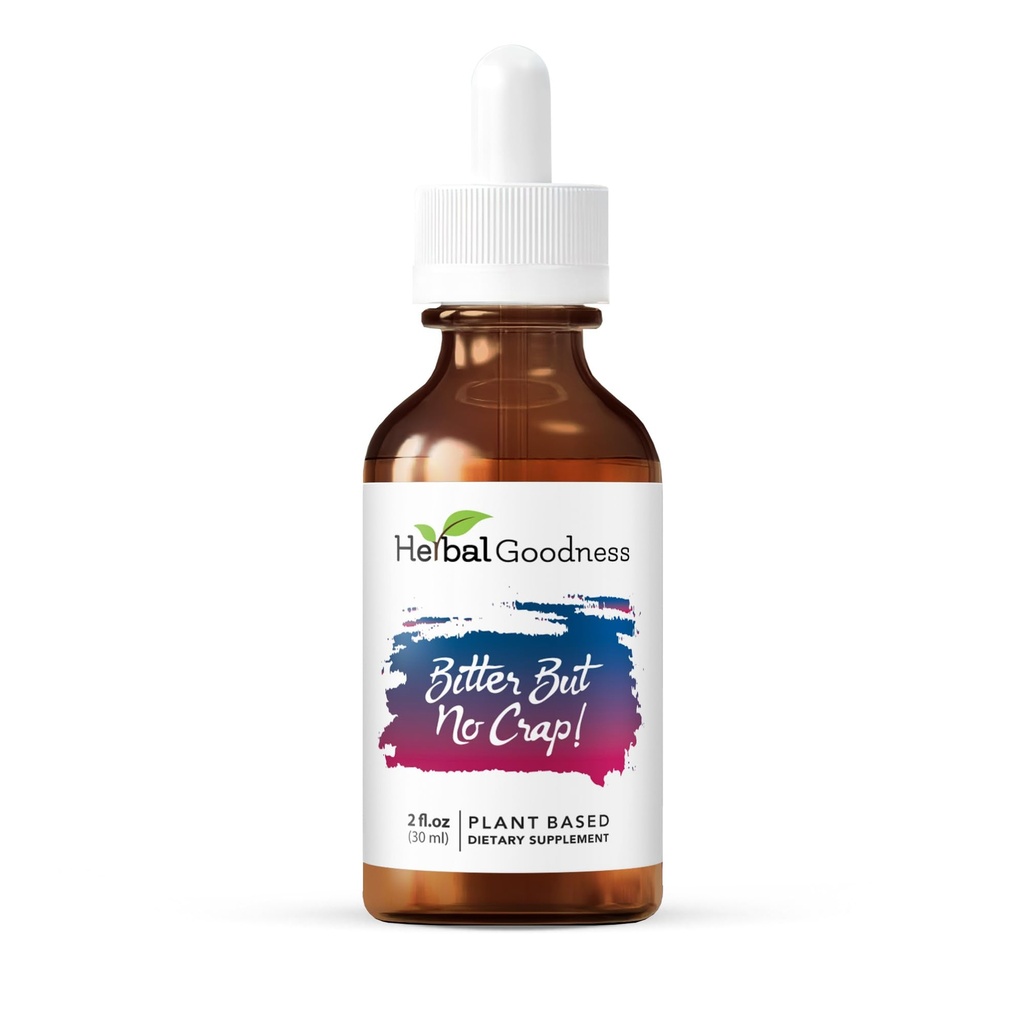 허브 굿니스 Bitter But No Crap Liquid Supplement for Body Cleanse, Energy Support and Health Boost | Non-GMO Burdock Root Organic, Bitter Melon, Maca Root, Dandelion Root - 병당 2 fl oz