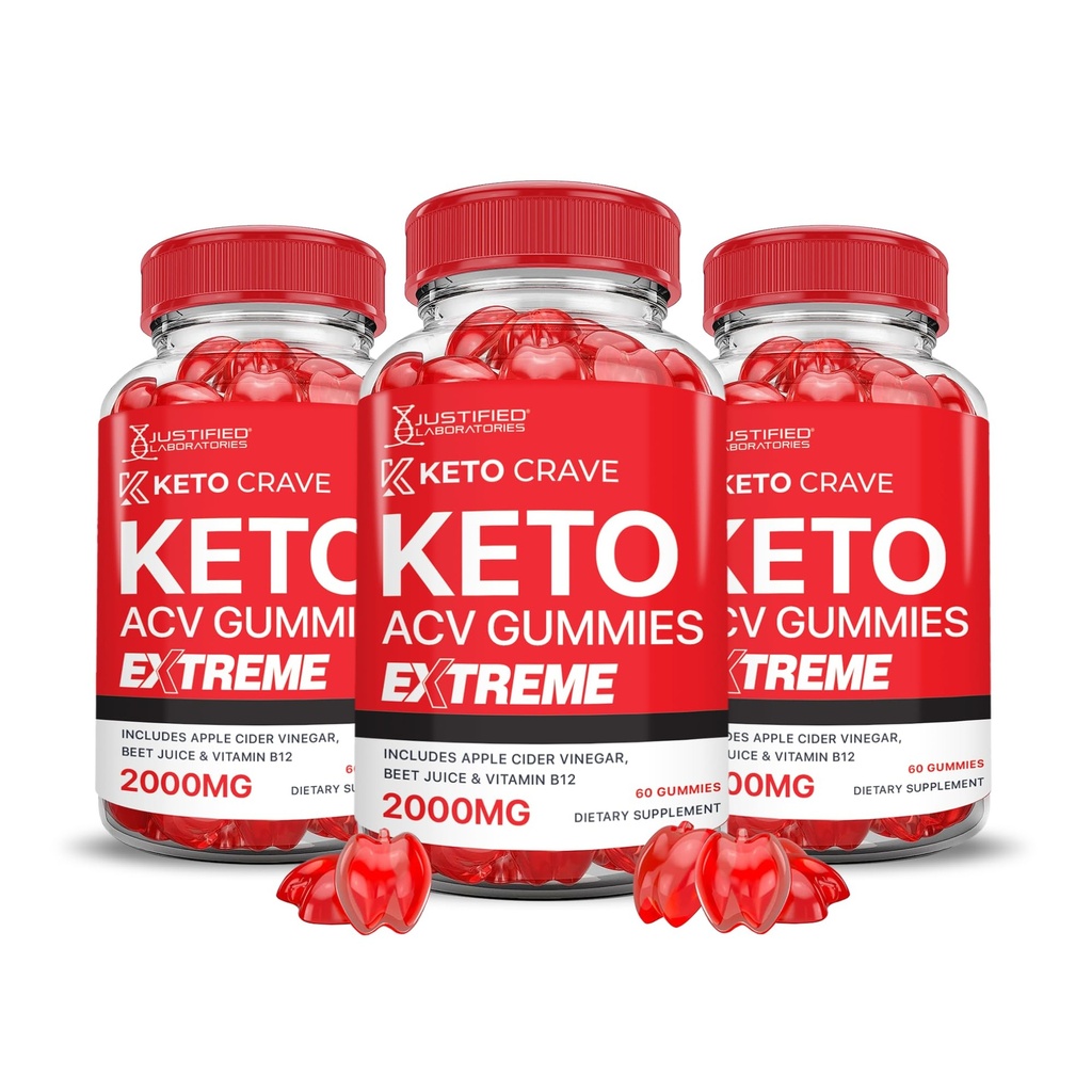 Justified Laboratories (3 팩 Keto Crave Keto ACV Gummies Extreme 2000MG Keto Crave Keto Gummies 고급 공식 Apple Cider Vinegar 와 Pomegranate Beet Juice Powder B12 Vegan Non GMO 180 Gummys