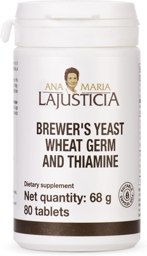 Ana Maria Lajusticia- BREWER'S Yeast - 비타민, 심장 건강 및 건강한 소화의 소스 - 20 일 치료 팩 설탕 무료 & Vegan 친절.