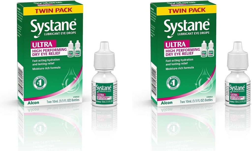 Systane Ultra Lubricant Eye Drops, 건조한 눈, 쌍둥이 팩, 10-mL를 위한 인공적인 Tears는 각각 (2의 포장)