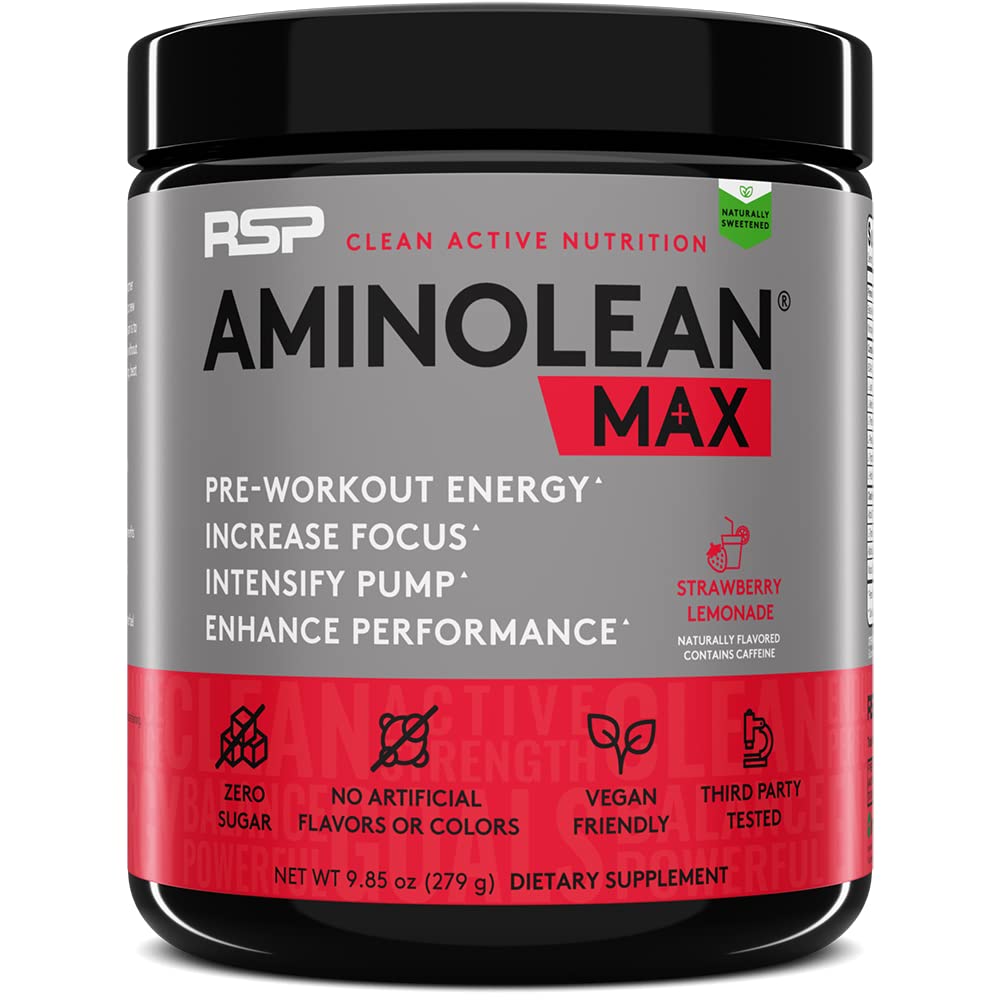 AminoLean MAX 자연적인 전 운동 - 강렬한 에너지, 대규모 펌프, 자연적인 카페인, 니트로 산화물, beta 알라닌, BCAAs, Nootropics, 25 봉사를 가진 레이저 초점