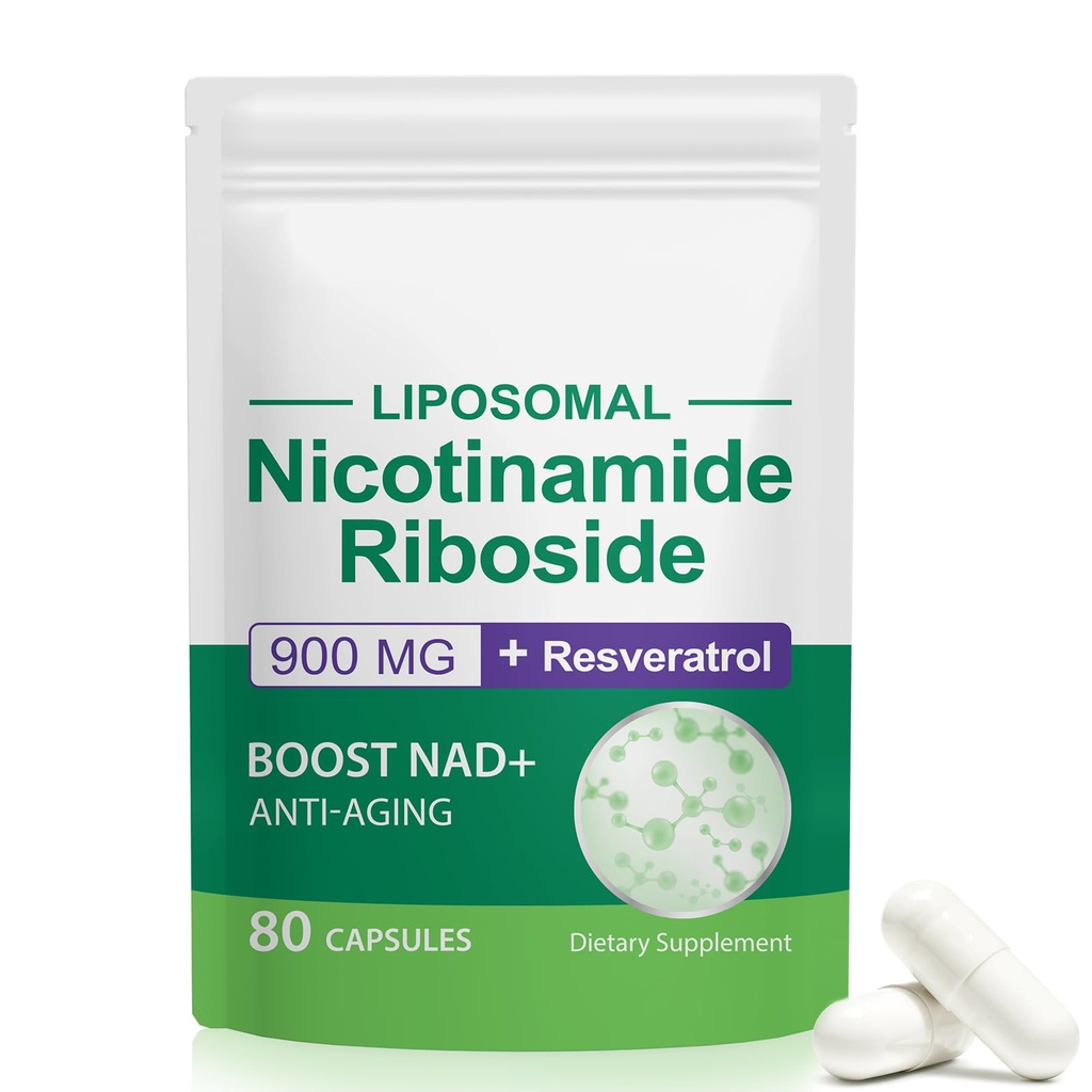 NAD 보충교재, NAD+ 니코틴아미드 Riboside Resveratrol 900mg의 건강한 세포질 기능을 위한 규정식 보충교재, NAD+ 연료 셀룰러 방어 및 Cctivates 노화 방지 유전자 80 캡슐