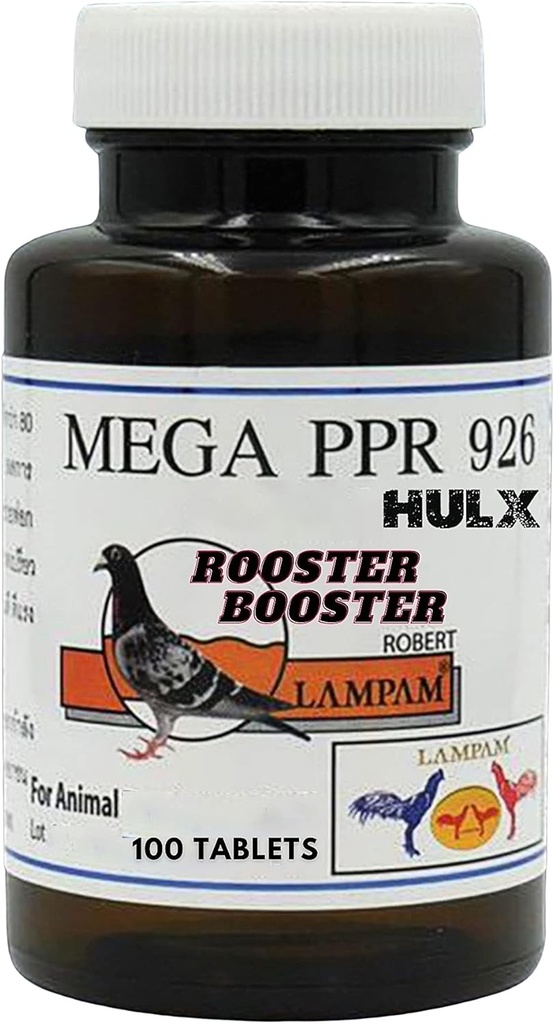 HULX MEGA PPR 926 100 정제, 로스터 부스터 비타민 건강 닭 보충교재 비타민 B Complex & 80 유형 초본 추출물 지원 혈액, 내구시간 에너지 힘 급식 새 Hen 음식