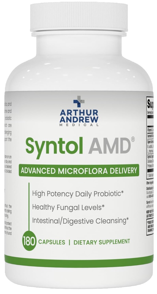 Arthur Andrew Medical, Syntol, Probiotics, Prebiotic Fiber & Yeast Cleansing Multi-Enzymes, 180을 가진 3-in-1 공식