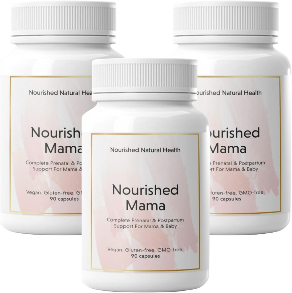 Nourished Mama Prenatal Multi Vitamin - Preconception, Pregnancy, Postpartum 및 Breastfeeding 지원을위한 Vegan Multivitamin - 메틸화 된 Folate 및 높은 복용량 Choline - 270 캡슐에 넣기