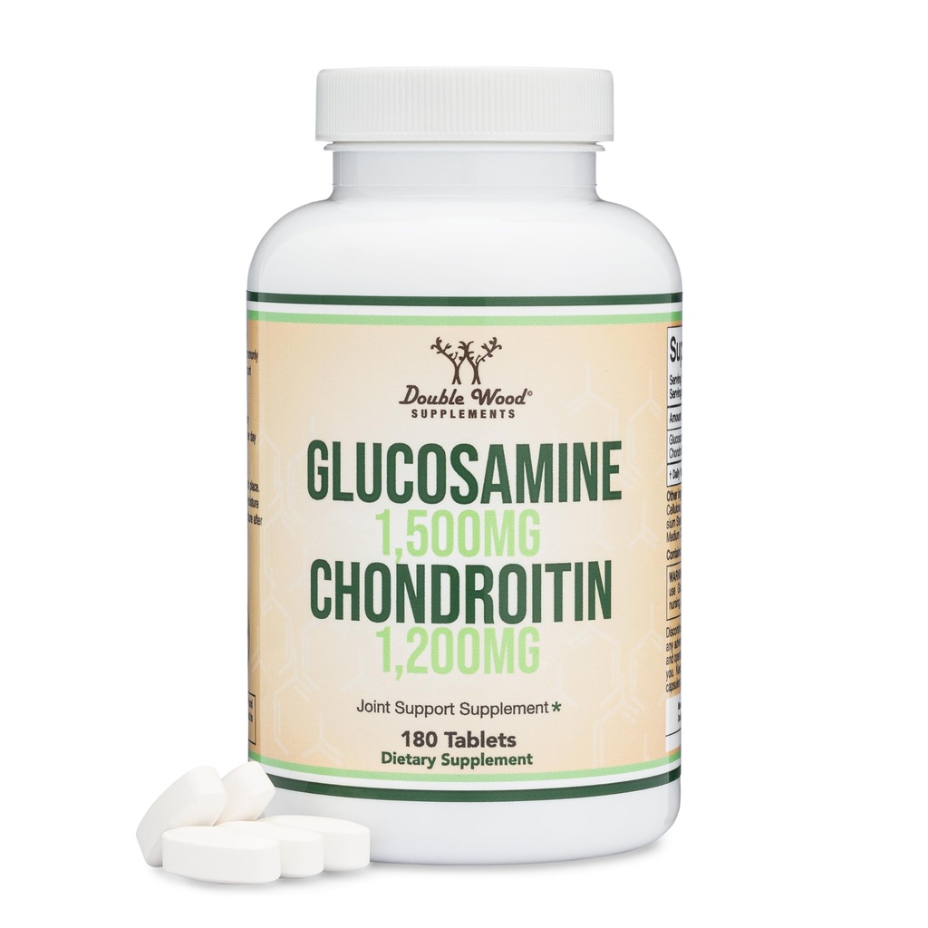 글루코사민 Chondroitin 세 배 힘 (1,500mg 글루코사민 황산염, 1,200mg Chondroitin) 180 정제, 2 달 공급 (참조 지원 보충교재) 글루텐 자유로운, 두 배 나무에 의하여 비 GMO