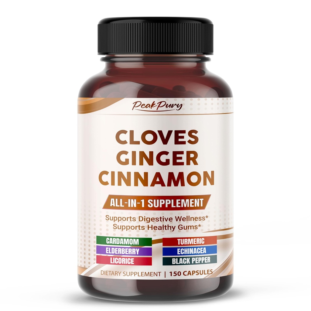 Ginger & Cinnamon을 가진 매우 Cloves - 소화 & 구두 건강 지원을 위한 모든에서 1 보충교재 - 미국에서 만드는 - 150의 캡슐
