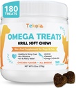 개 & 고양이를위한 180 Chews Omega 3 - Krill - 피부와 코트 보충 - 건조 & 가려운 피부 완화 - 알레르기 완화 - 빛나는 코트 - 흘리지 않음 - EPA 및 DHA, 비타민 및 미네랄 - 닭 맛