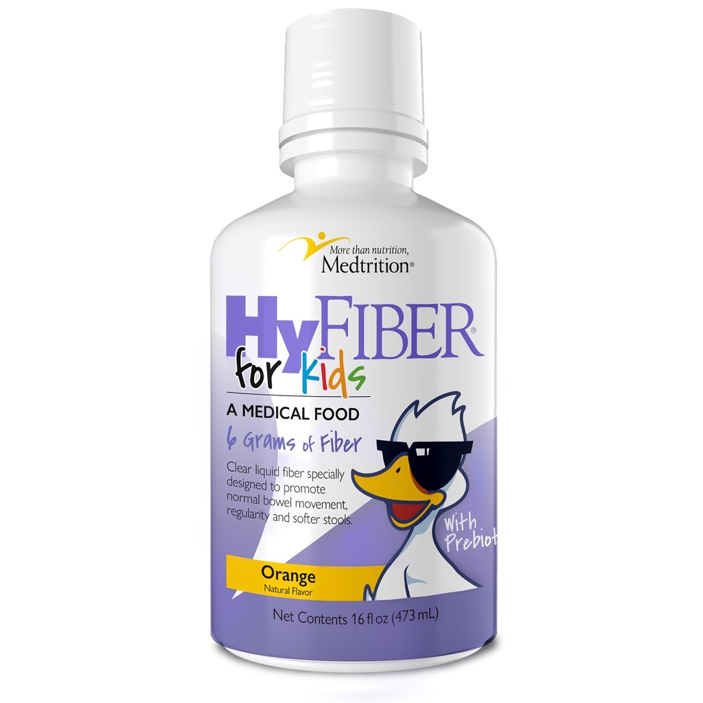 Medtrition HyFiber Liquid Fiber for Kids in Only One Tablespoon, 일반 및 Softer Stools, 과트 건강을위한 FOS Prebiotics, 섬유 6 그램, 병 당 32 서빙
