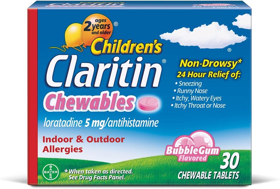 Claritin 24 시간 Allergy Chewables for Kids, Non Drowsy 알레르기 완화, 30 카운트