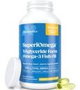 Triglyceride 오메가 3 물고기 오일 - 눈, 관절, 심장 및 뇌 지원을위한 높은 EPA 및 DHA - 오메가 3 지방산 - 레몬 맛 - 180 Softgels - 90 일 공급