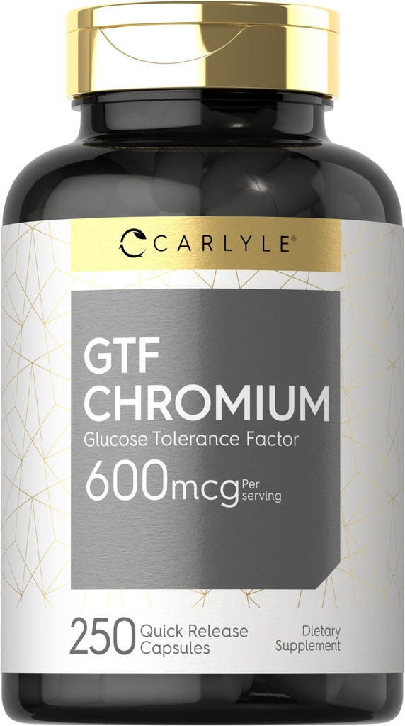 Carlyle GTF Chromium 600 mcg | 250 캡슐 | 비 GMO, 글루텐 프리