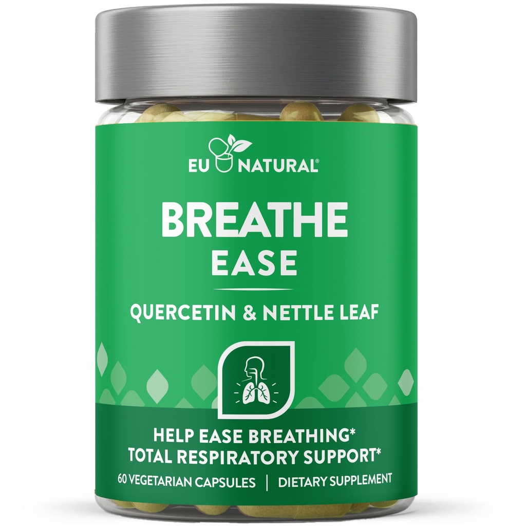 호흡 흡입기 지원 보충 – Sinus, Lungs, Open & Clear Airways – Seasonal Nasal 건강, 기관지 웰빙, 건강한 가슴 – Quercetin, 비타민 D, Bromelain 알약 – 60 채식 연약한 캡슐
