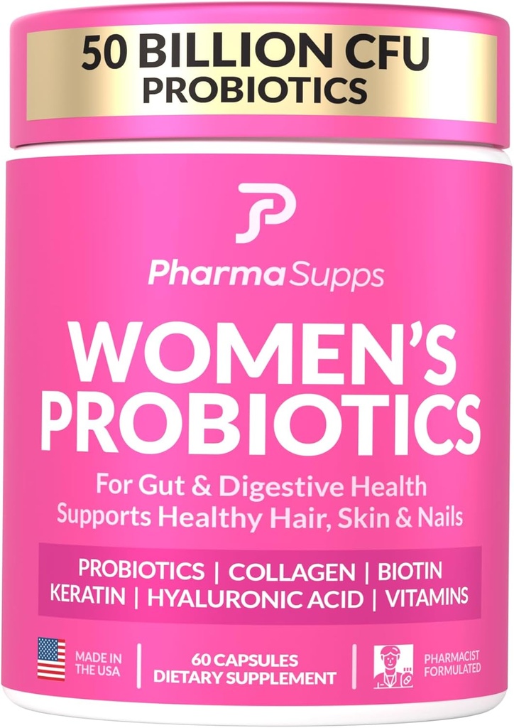 머리, 피부, & 못 비타민 지원 - 50억 CFU w/Collagen, Biotin & Keratin - 소화 건강 & 출혈을 위한 Probiotic 보충교재를 위한 진보된 여자의 Probiotics.