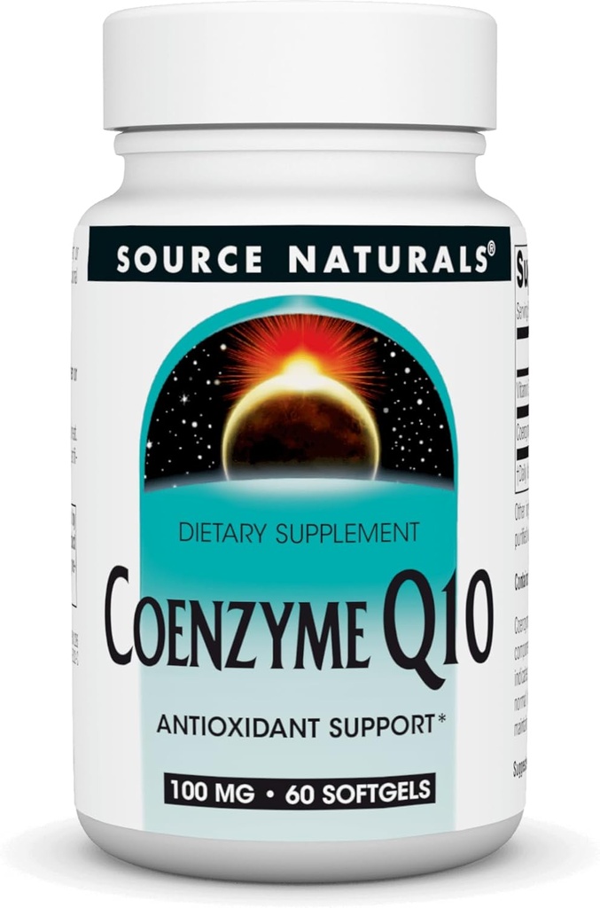 Source Naturals Coenzyme Q10 Antioxidant는 심장, 뇌, 면역력, & Liver 지원 - 60 Softgels를 위한 100 mg을 지원합니다